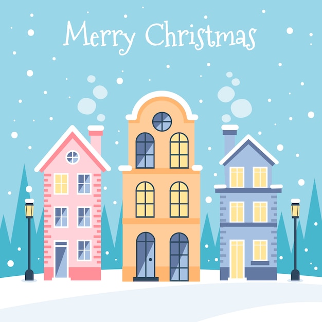 Free Vector | Christmas town concept in hand drawn