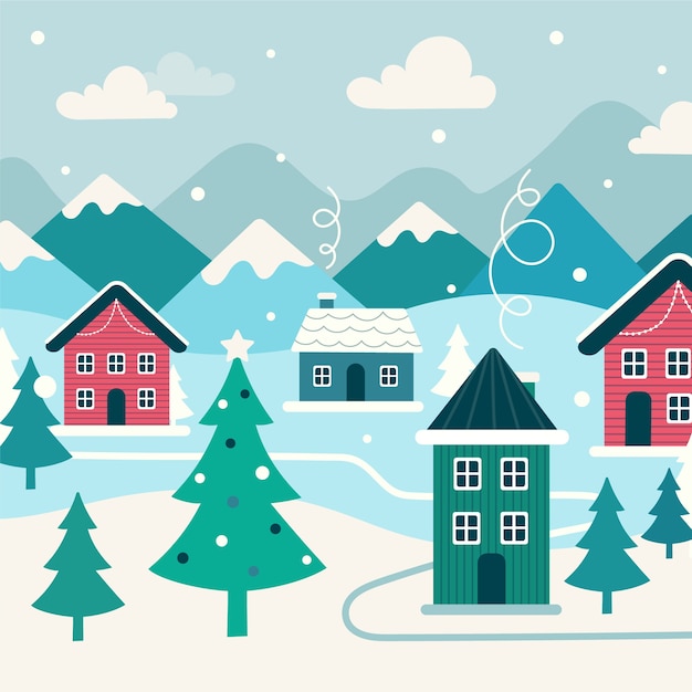 Free Vector | Christmas town concept in hand drawn