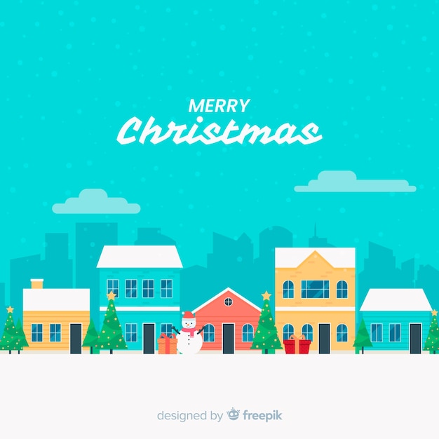 Download Free Vector | Christmas town in flat design