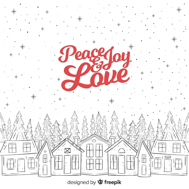 Free Vector | Christmas town in hand drawn style