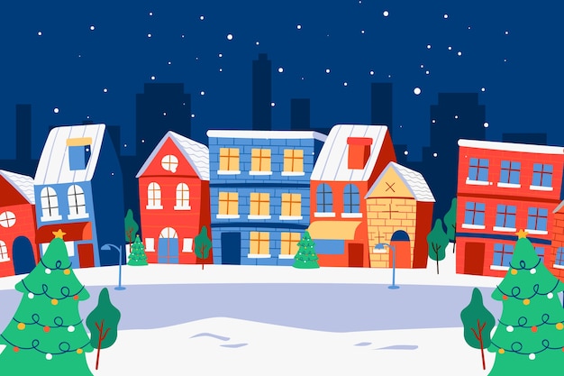 Free Vector | Christmas town in hand drawn