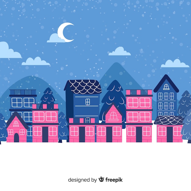 Free Vector | Christmas town in hand drawn