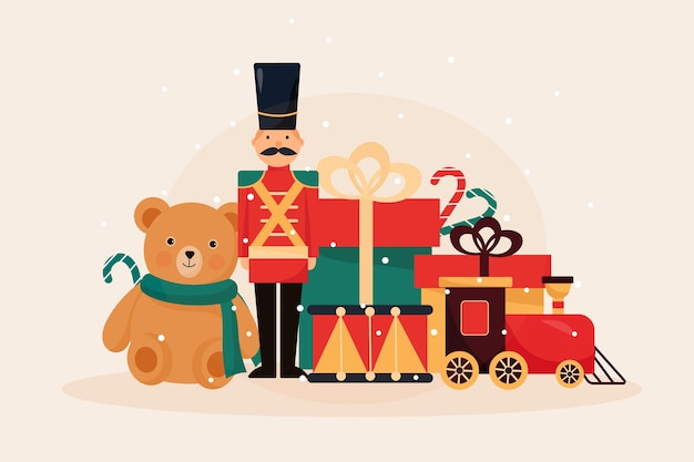 Free Vector | Christmas toys background in flat design