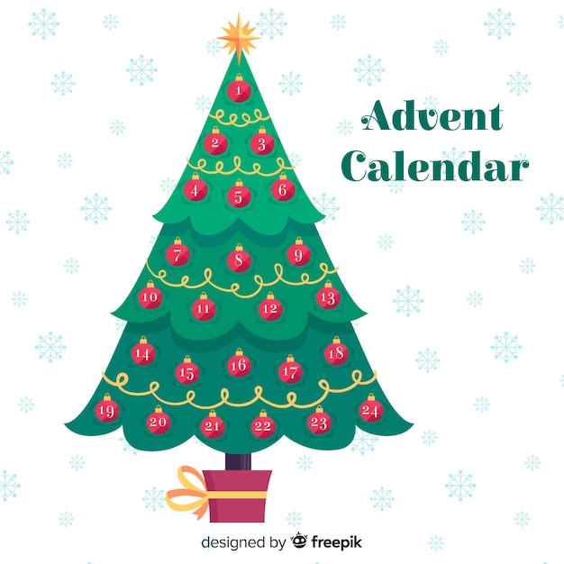 Free Vector Christmas tree advent calendar background