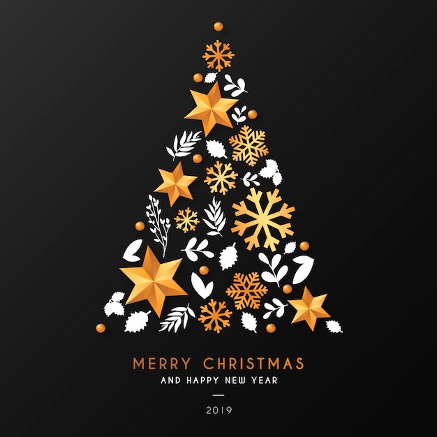 Christmas Tree Background with Ornamental Elements Free Vector