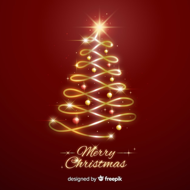 Free Vector | Christmas tree background with sparkles