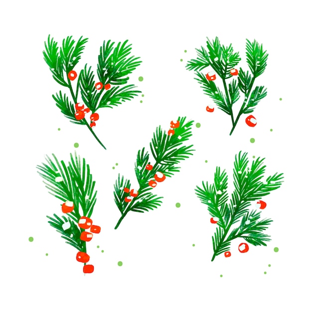 Download Christmas tree branches watercolor background | Free Vector