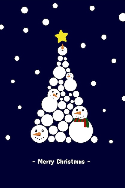 Download Christmas tree by snowman with snow falling greeting card ...