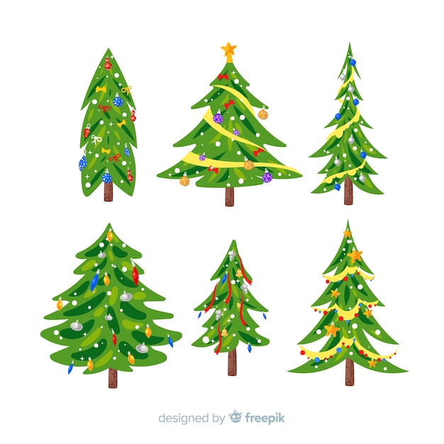 Free Vector | Christmas tree collection flat design style