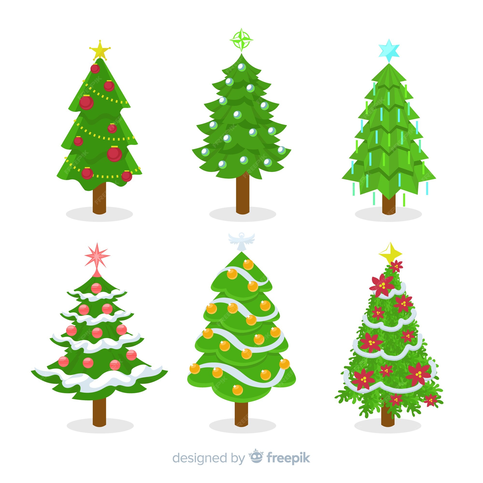 Free Vector | Christmas tree collection in flat design