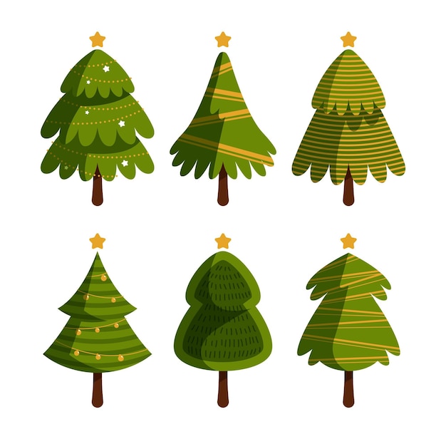 Free Vector Christmas Tree Collection In Flat Design