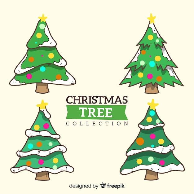 Free Vector | Christmas tree collection in hand drawn style