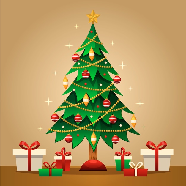 Free Vector | Christmas tree concept with 2d design