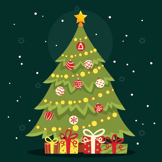 Free Vector | Christmas tree concept with 2d effect