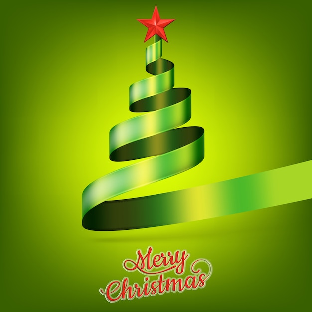 Premium Vector | Christmas tree from green ribbon and star.