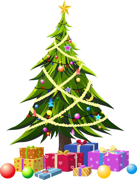 Premium Vector | Christmas tree isolated on white background