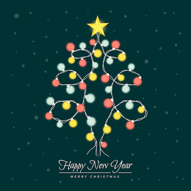 Christmas tree made of light bulbs Free Vector