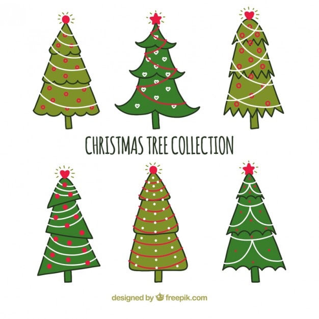 Free Vector | Christmas tree naif style collection