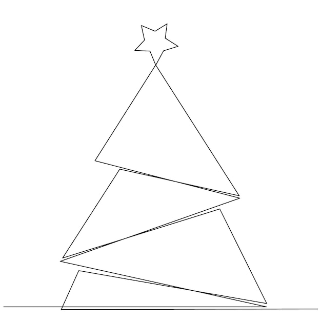 Premium Vector | Christmas tree one line drawing, on white background