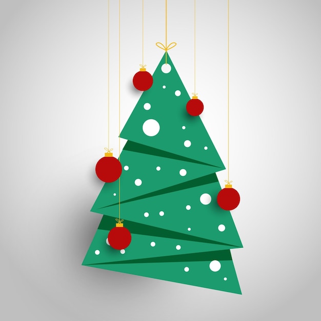 Premium Vector | Christmas tree in paper style