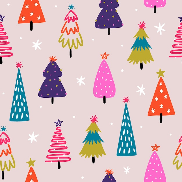 Premium Vector | Christmas tree seamless pattern christmas background