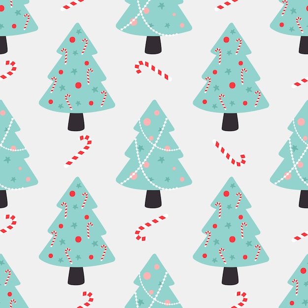 Premium Vector | Christmas tree seamless pattern