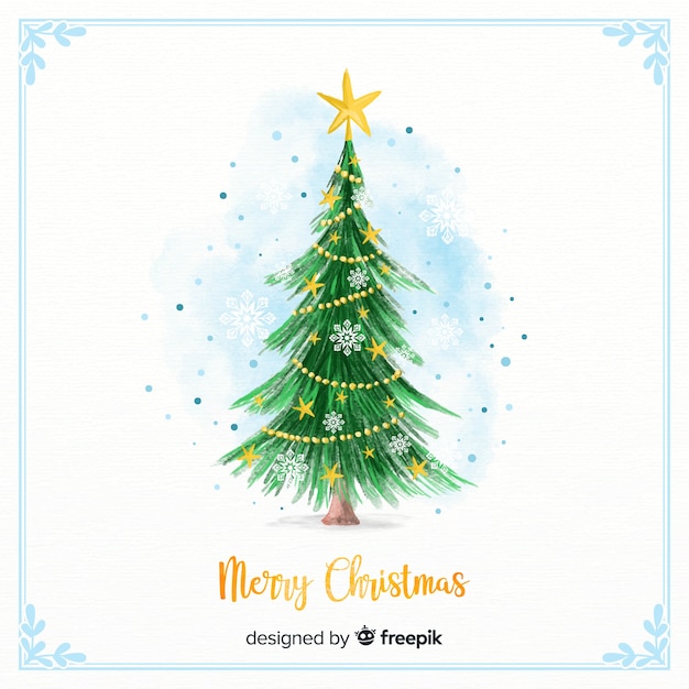 Download Christmas tree in watercolor style | Free Vector
