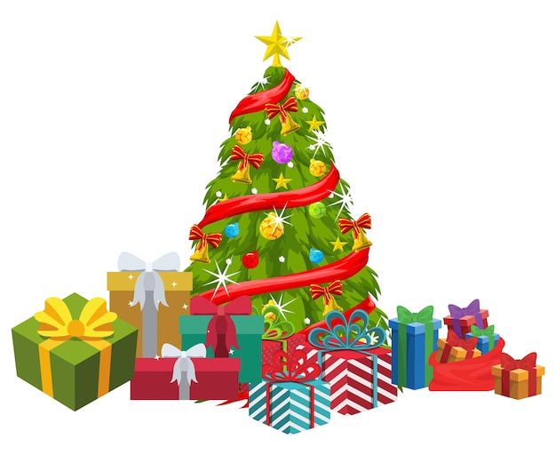 Premium Vector | Christmas tree with gifts