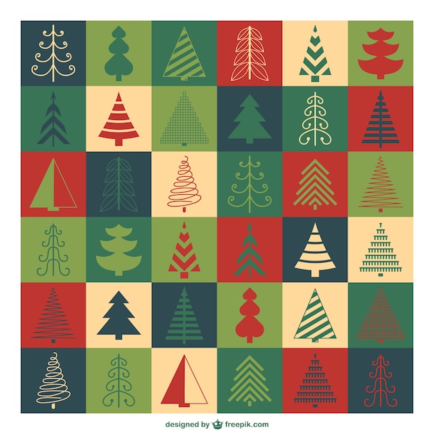 Christmas trees pattern Vector | Free Download