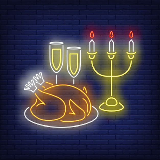 Free Vector | Christmas turkey neon sign