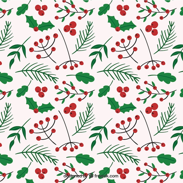 Free Vector | Christmas vegetation pattern