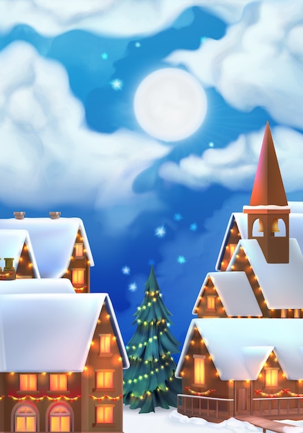 Premium Vector | Christmas village background.