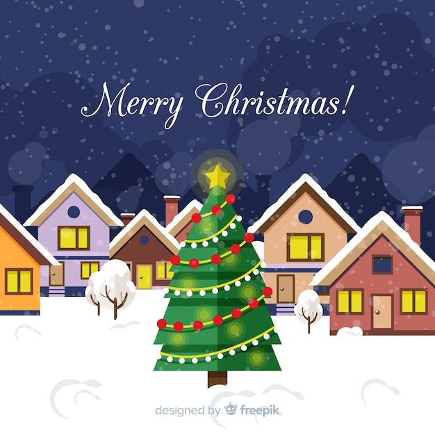 Christmas village background | Free Vector