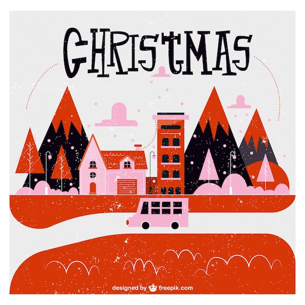 Download Christmas village illustration | Free Vector