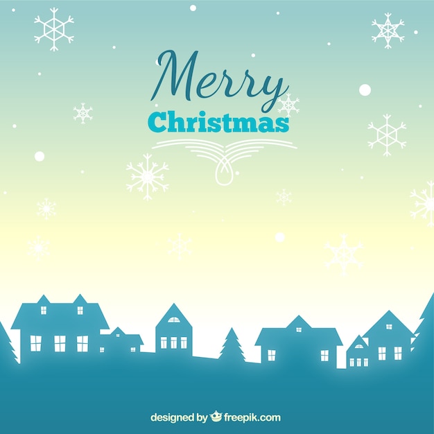 Download Christmas village silhouette background Vector | Free Download