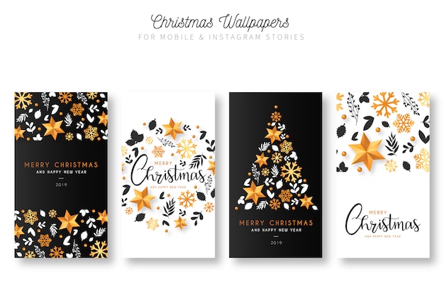 Download Free Vector Christmas Wallpapers For Mobile Instagram Stories PSD Mockup Templates