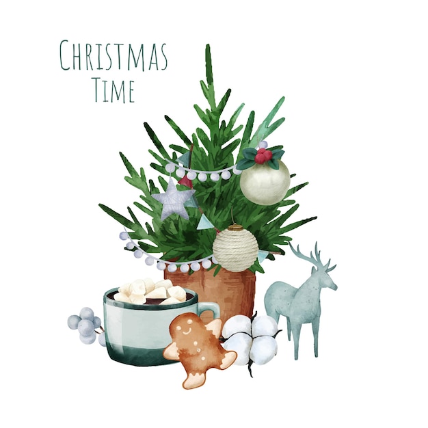 Premium Vector Christmas Watercolor Art