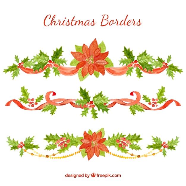 Christmas watercolor borders set