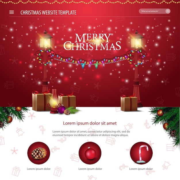 Premium Vector Christmas website template with christmas gifts and