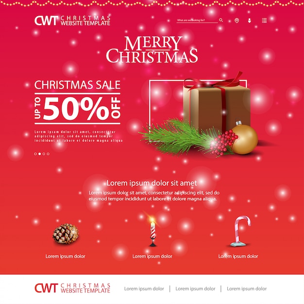 Premium Vector Christmas website template with christmas gifts