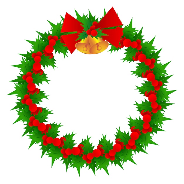 Premium Vector | Christmas wreath and bell vector