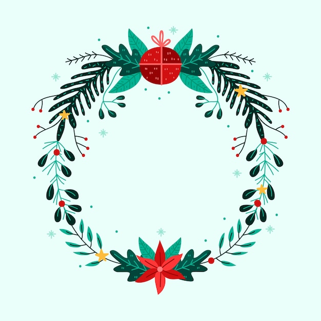 Download Christmas wreath concept in hand drawn Vector | Free Download