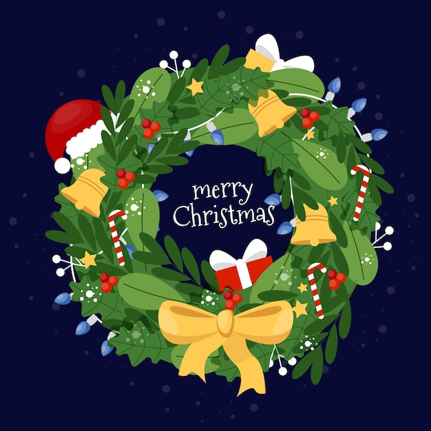 Download Free Vector Christmas Wreath In Flat Design Yellowimages Mockups