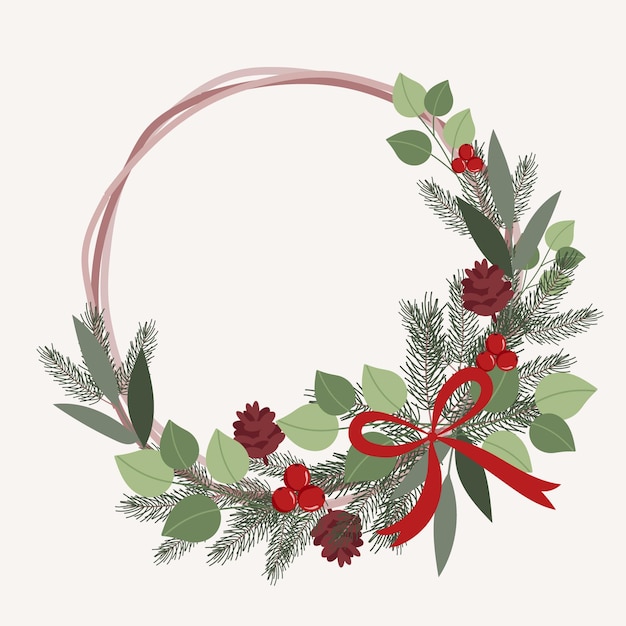 Free Vector  Christmas wreath in flat design