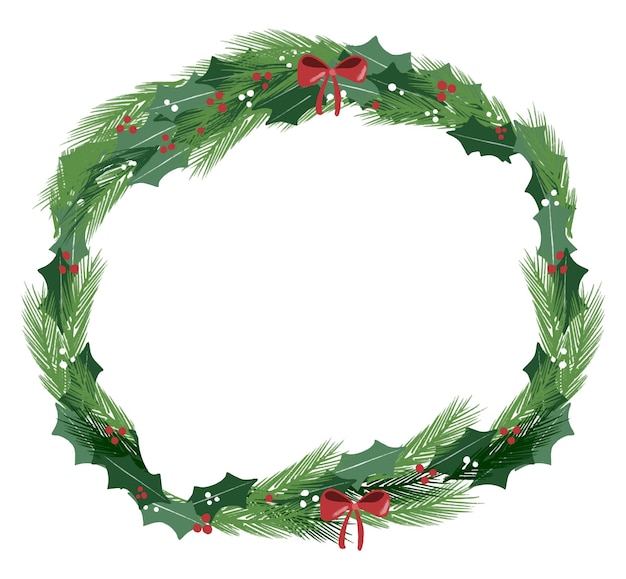 Premium Vector | Christmas wreath frame - illustration