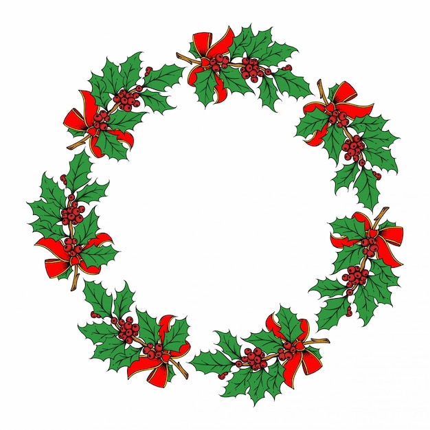 Premium Vector | Christmas wreath illustration on white