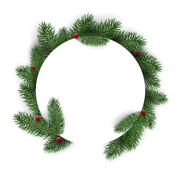 Premium Vector  Christmas wreath made of fir branches festive circle frame with place for text