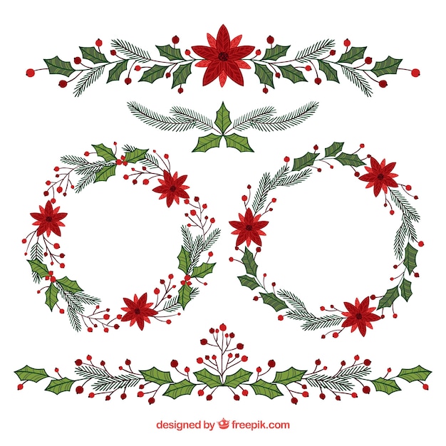 Free Vector | Christmas wreath set