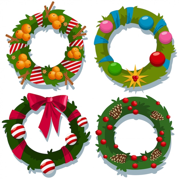 Download Christmas wreath vector cartoon decorative holiday ...