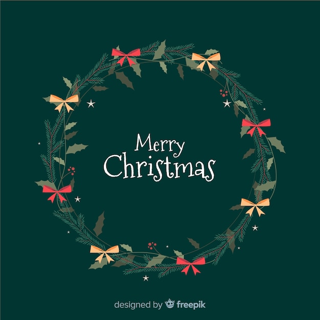 Free Vector | Christmas wreath with bows